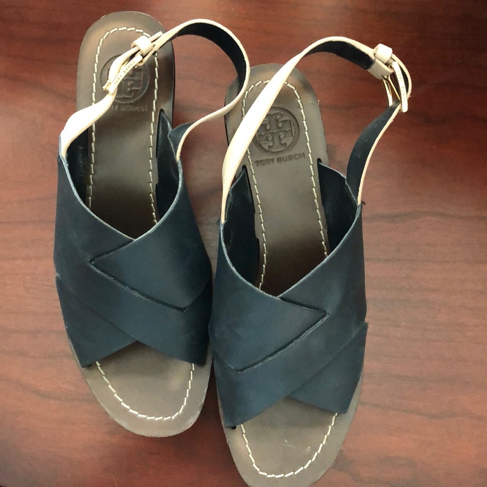 Tory Burch Navy and Cream Wedges size 5.5m